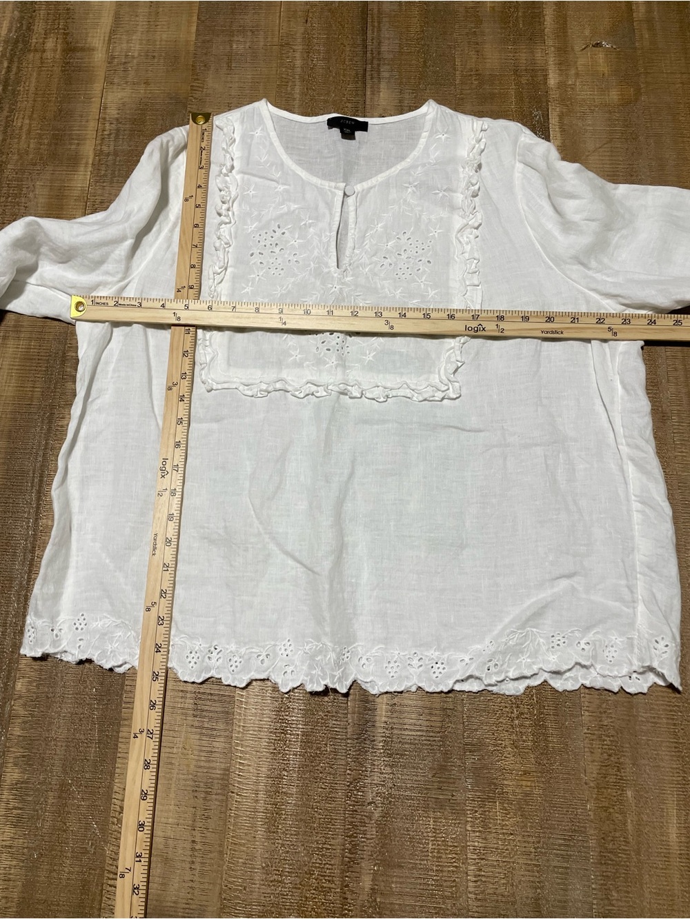 J. Crew White Cotton Eyelet Peasant Linen Top - Picture 5 of 5